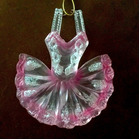 NWOT: Ballerina Dress Ornament - Pink/Clear Acrylic - 4.5"x4.75" - Picture 2 of 6